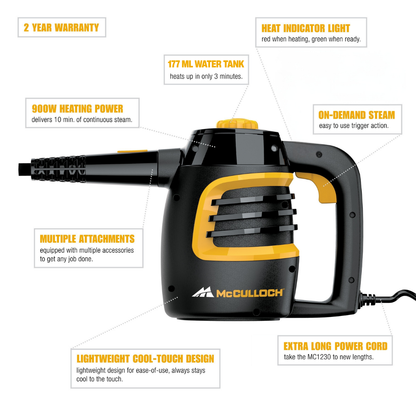 McCulloch MC1230 Handheld Steam Cleaner